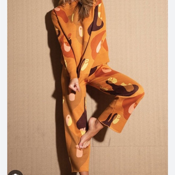 NEVER FULLY DRESSED Tan Retro Love Knit Pant Size 8 - Picture 5 of 16